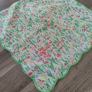 Vintage Scalloped Floral Handkerchief